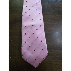 NWOT Tattersall Pink Polka Dot 100% Silk Men's Neck Tie 126198